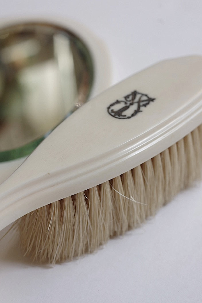 miroir+brosse antique アンティーク鏡 ブラシ .FR a l'epoque