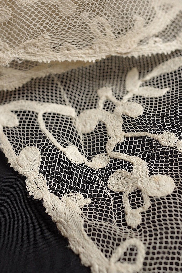 dentelle antique アンティークレース ベール2枚 .FR a l'epoque