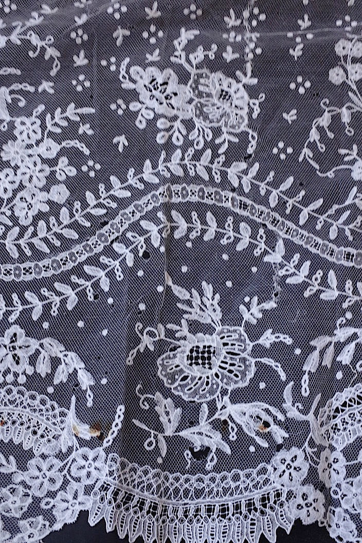 dentelle antique アンティークレースレース 端切れ2枚 素材用