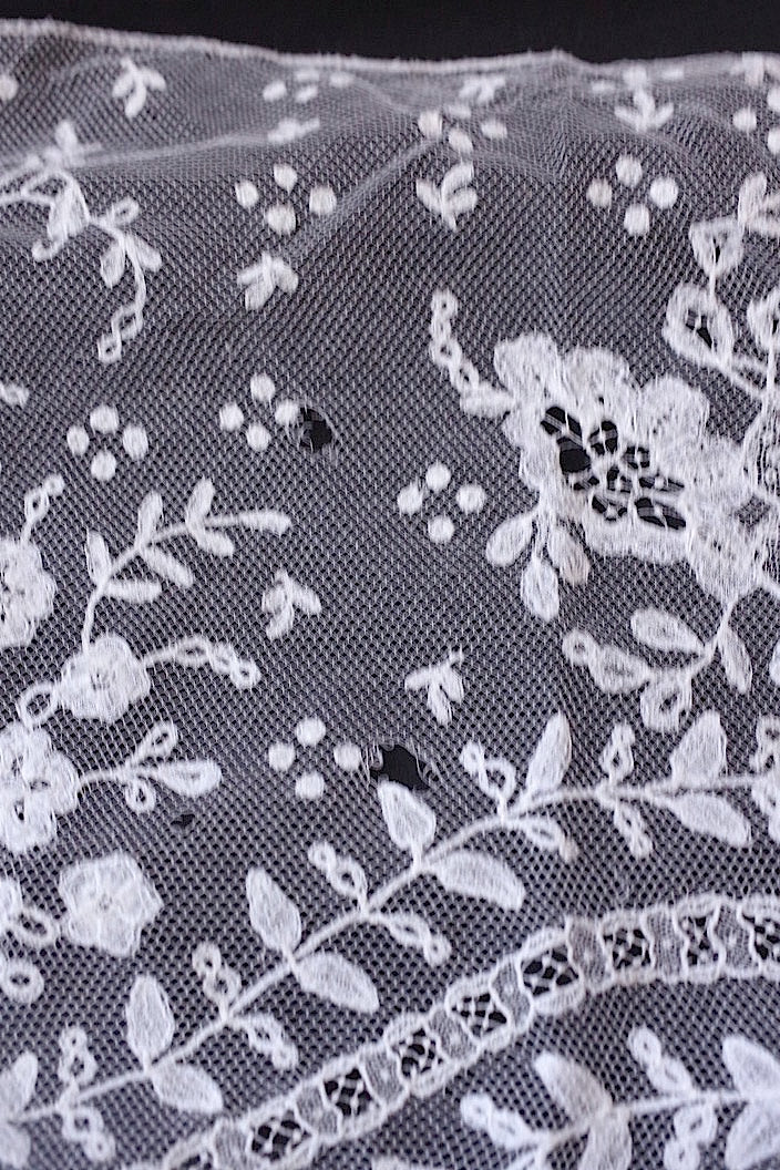 dentelle antique アンティークレースレース 端切れ2枚 素材用