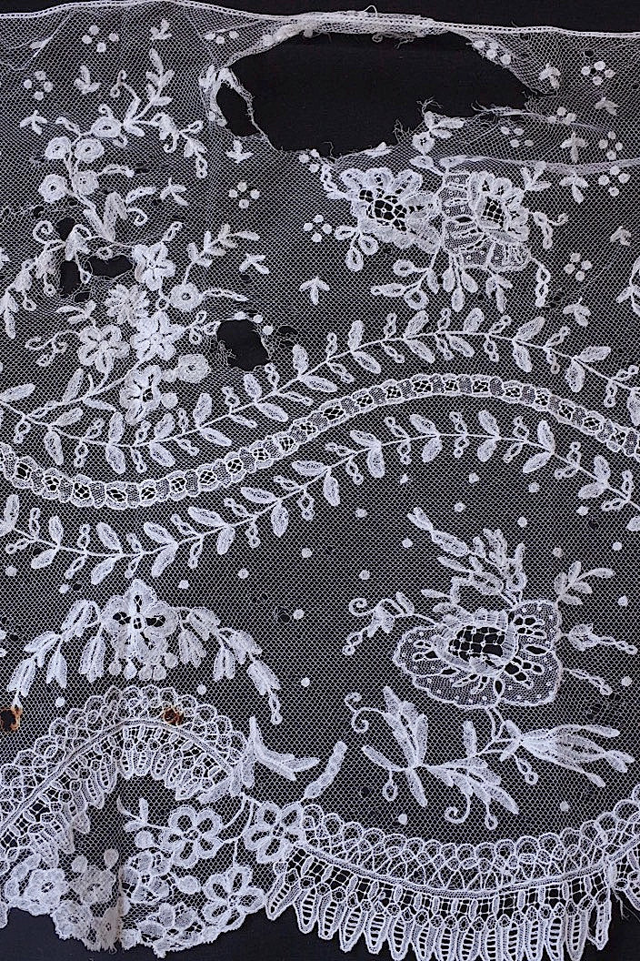 dentelle antique アンティークレースレース 端切れ2枚 素材用
