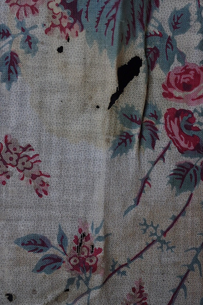 tissu antique アンティーク生地ハギレ 花柄 4-4