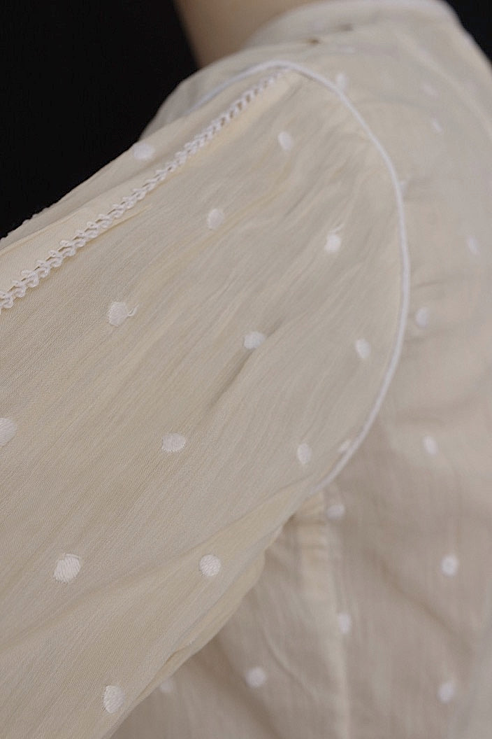 vêtement antique アンティークレースブラウス ポワン刺繍