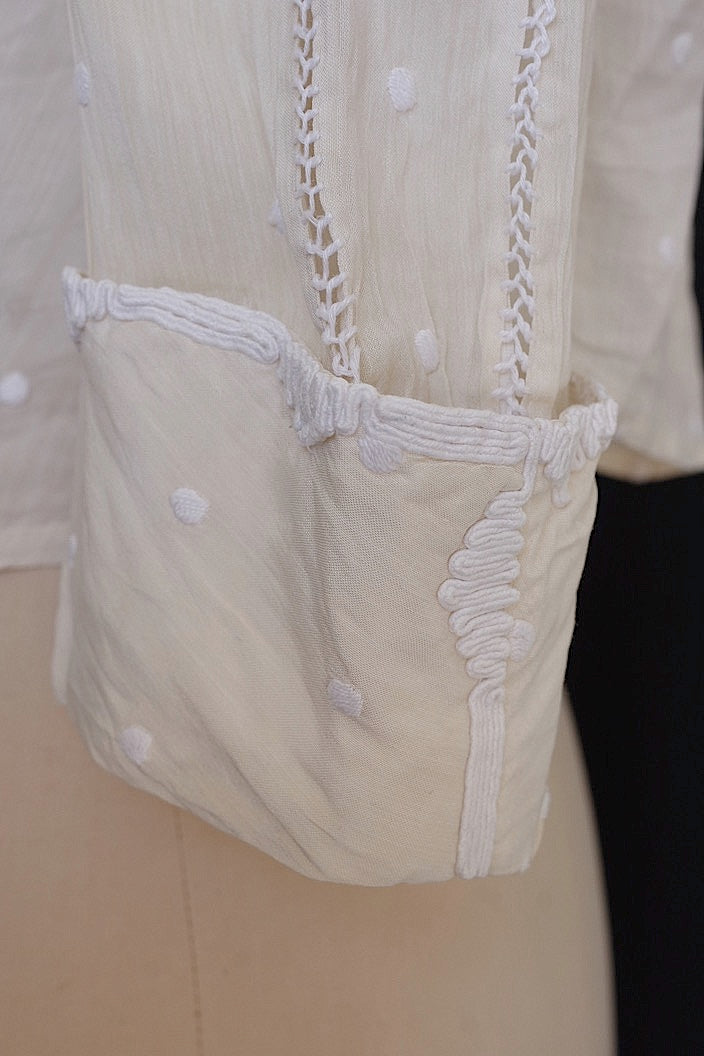 vêtement antique アンティークレースブラウス ポワン刺繍
