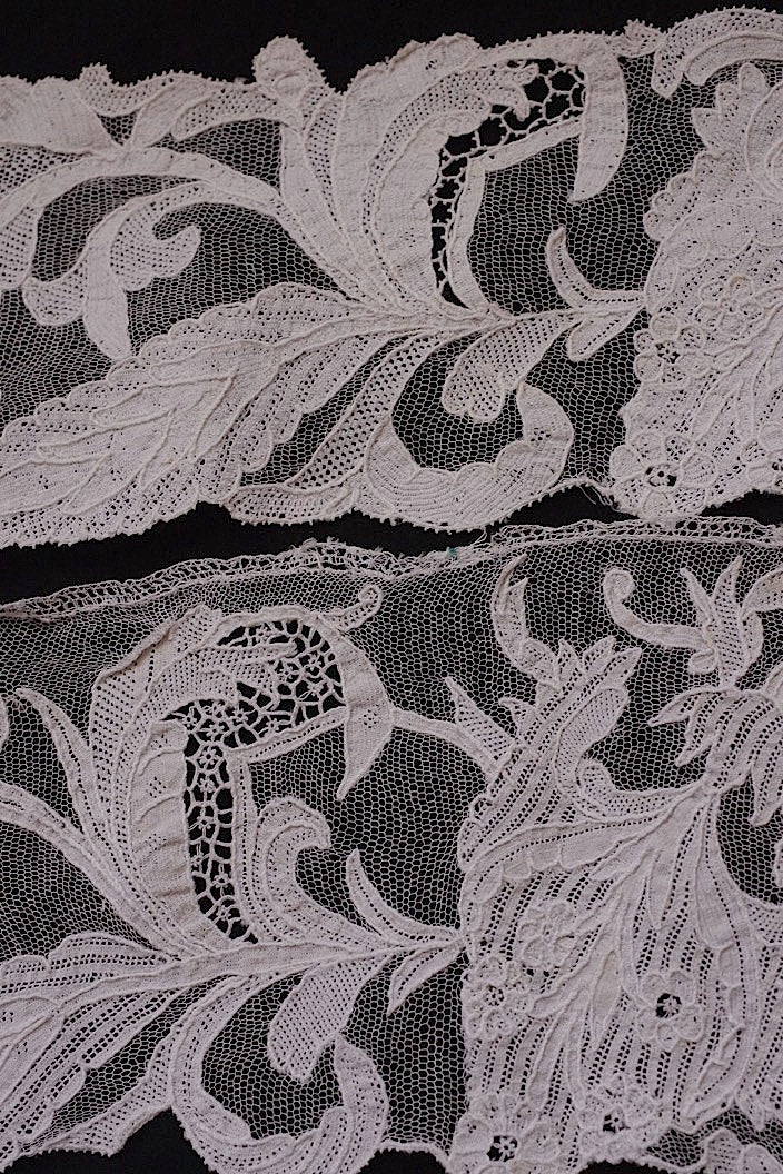 dentelle antique アンティークレース ブラノレース 2本 .FR a l'epoque
