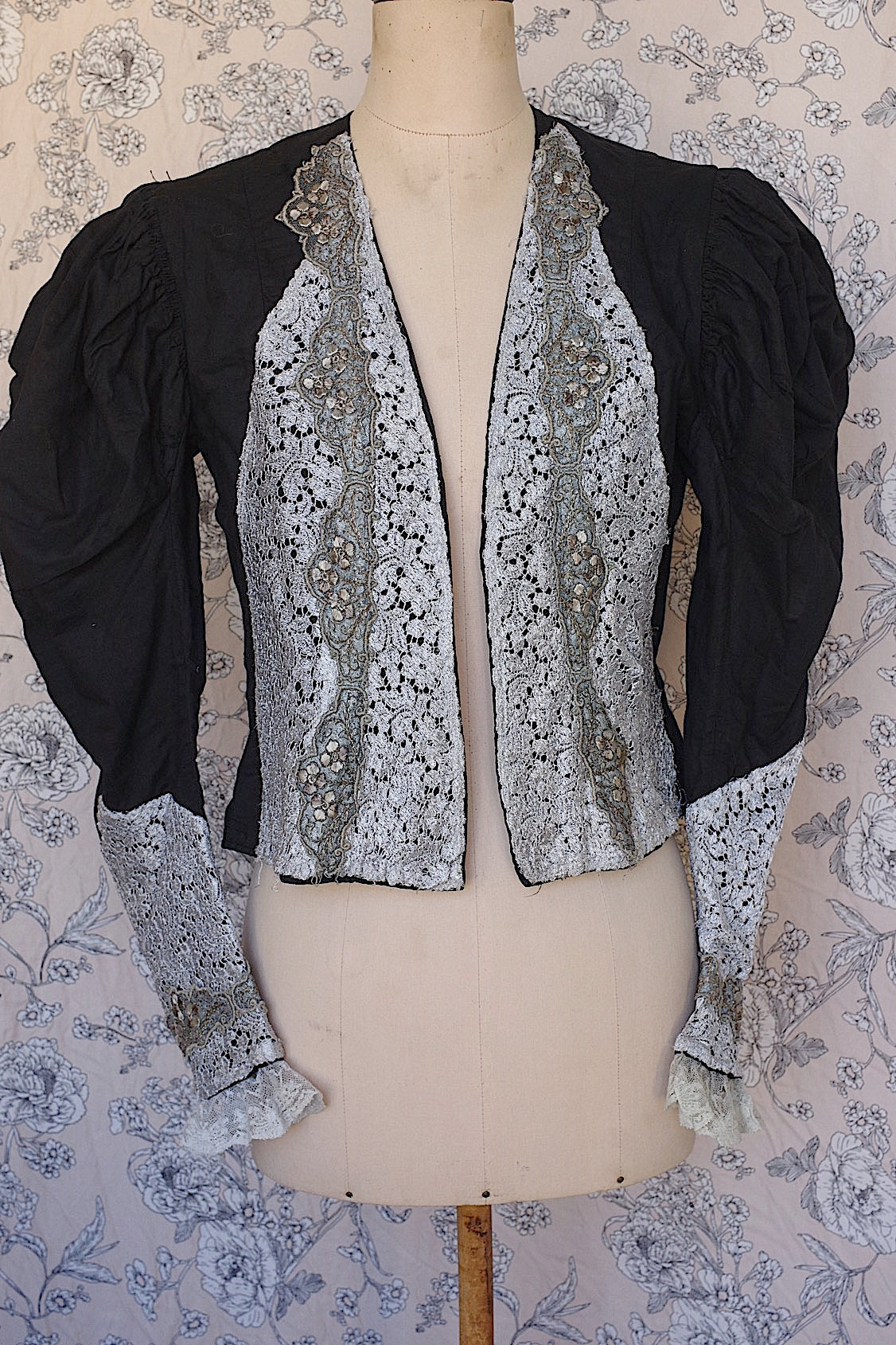 Vintage Lace with leave pattern Jacket with bonnet - Made to Order - hotsell no fixed stock