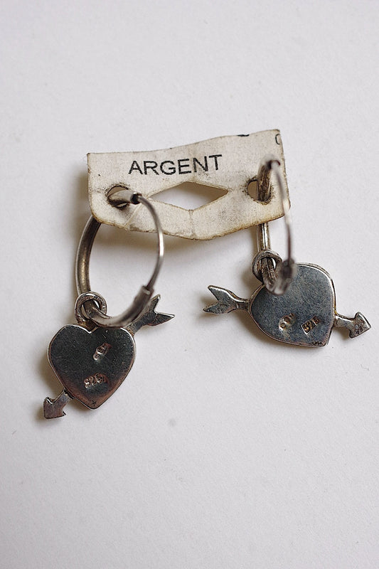 boucles d'oreilles vintage ヴィンテージシルバーピアス ハート .FR a l'epoque
