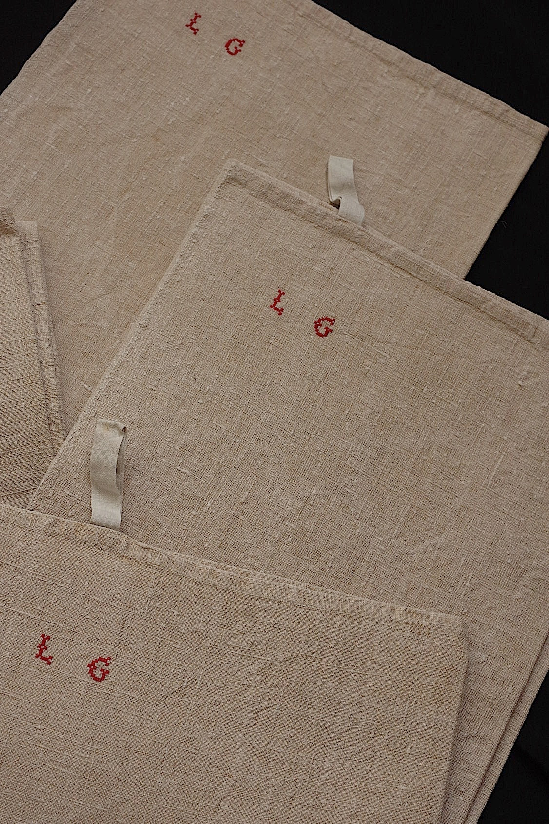 アンティーク生地 tissu ancien アンティークトワル生地 トーション5枚 .FR a l'epoque