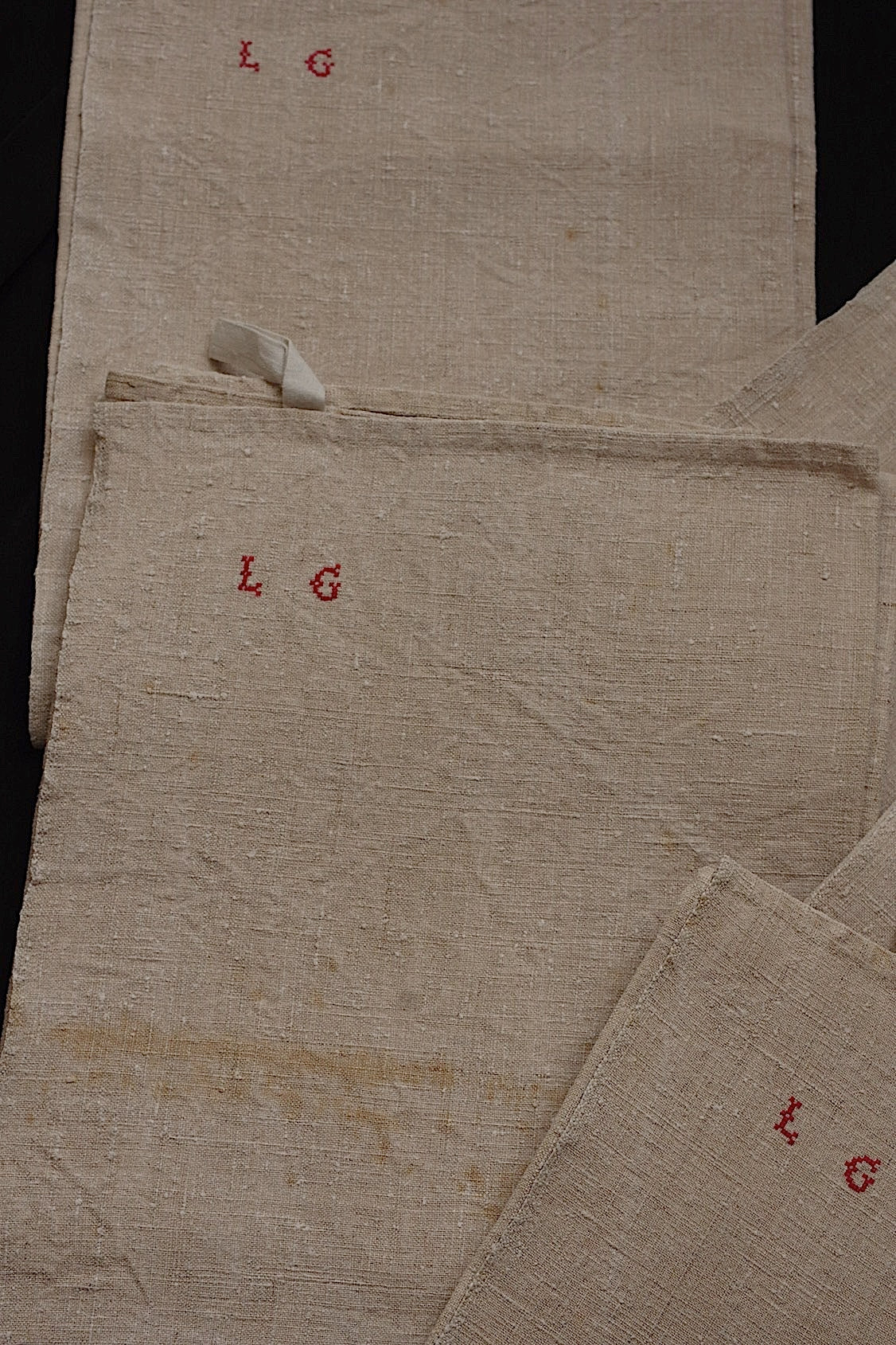 アンティーク生地 tissu ancien アンティークトワル生地 トーション5枚 .FR a l'epoque