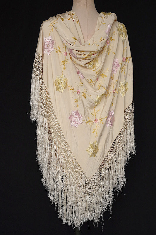 アンティークショール châle antique アンティーク刺繍 ショール1 .FR a l'epoque