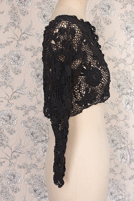 アンティーク古着 vêtement antique アンティーククロシェ ジレ くろ .FR a l'epoque