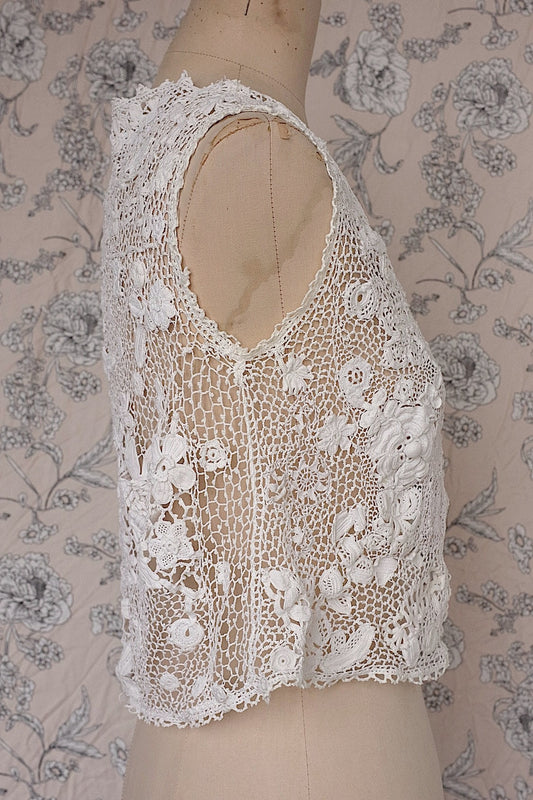 アンティーク古着 vêtement antique アンティーククロシェ ジレ しろ .FR a l'epoque