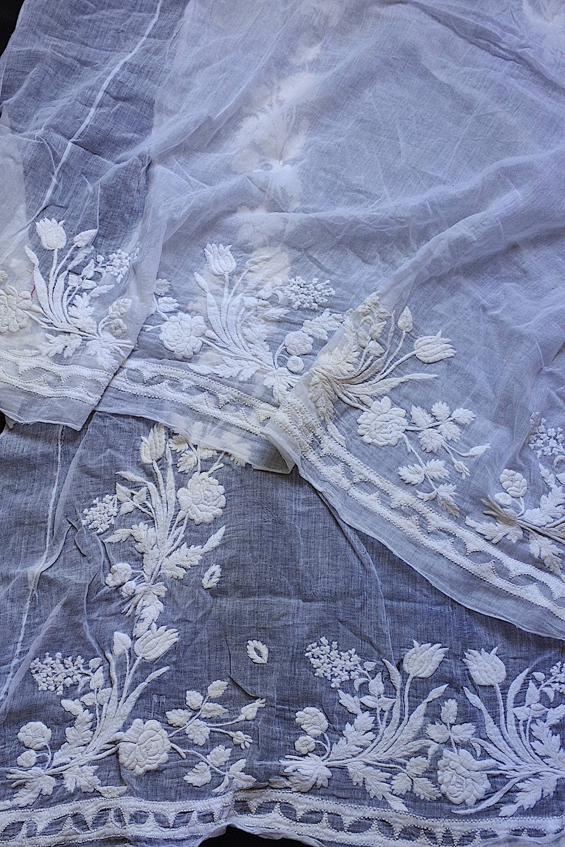 アンティークレース dentelle antique  刺繍ハギレ .FR a l'epoque