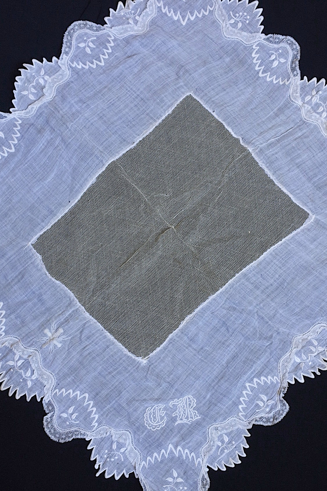 アンティークレース dentelle antique  刺繍クロス+ベール .FR a l'epoque