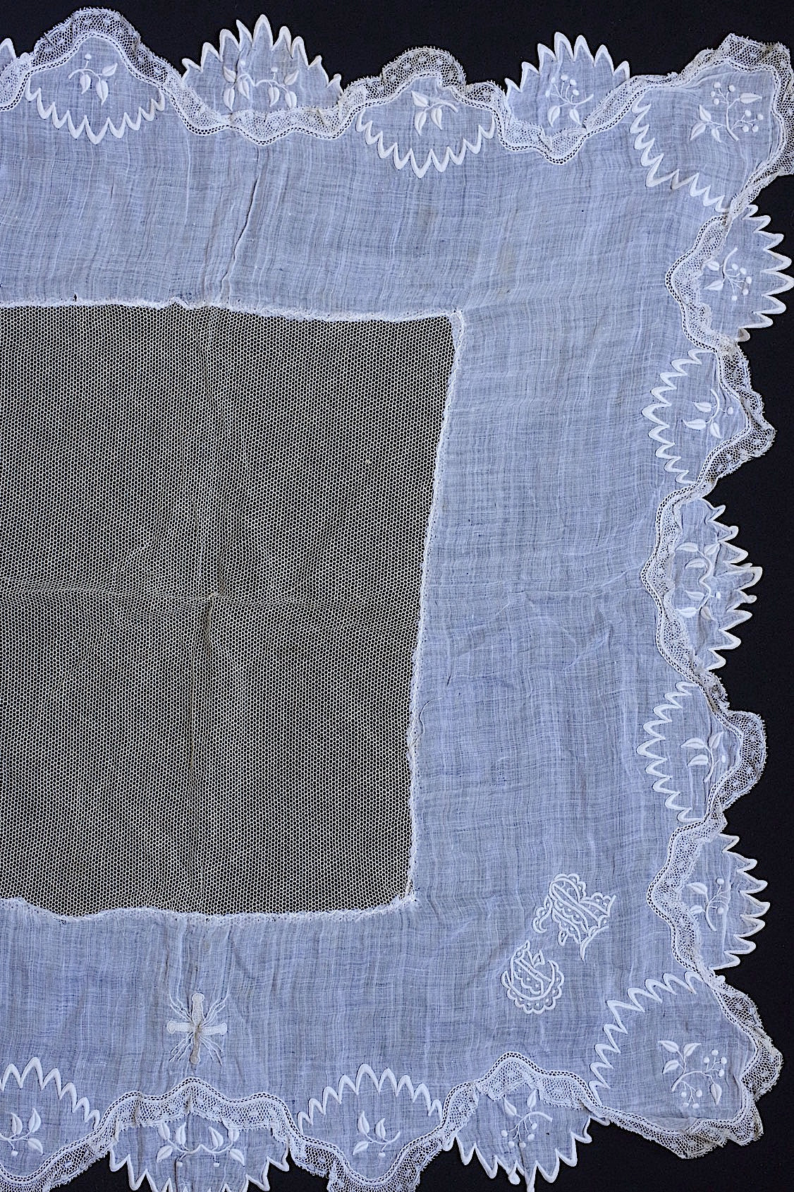 アンティークレース dentelle antique  刺繍クロス+ベール .FR a l'epoque