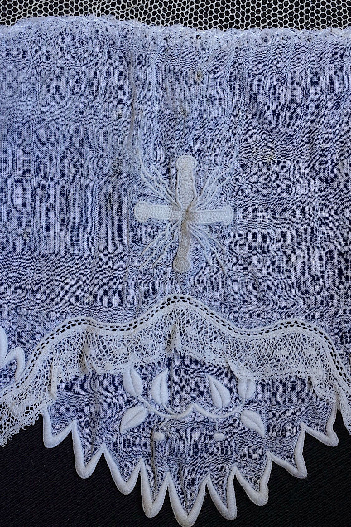 アンティークレース dentelle antique  刺繍クロス+ベール .FR a l'epoque