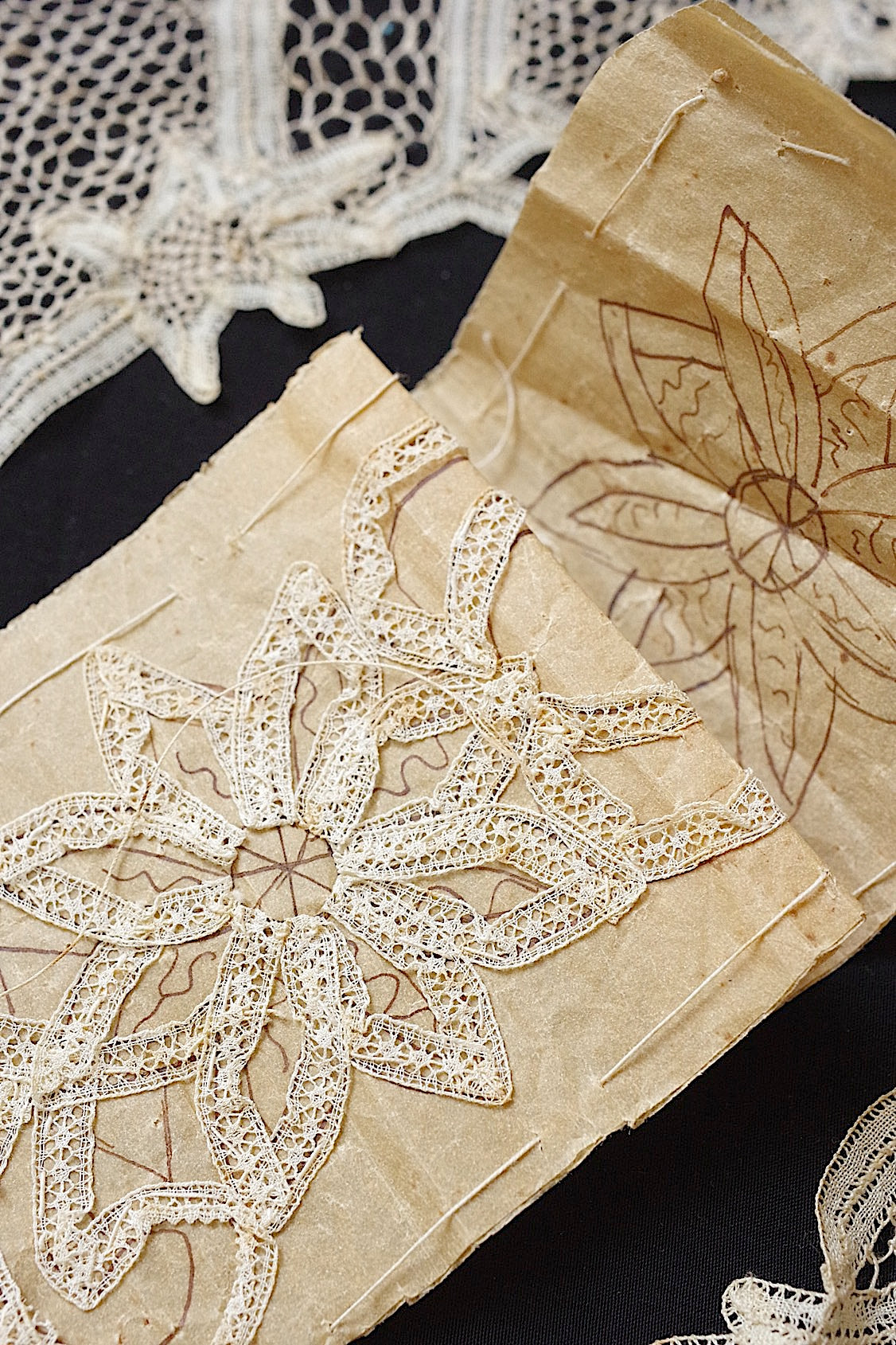 アンティークレース dentelle antique ブロードレース 4種 .FR a l'epoque