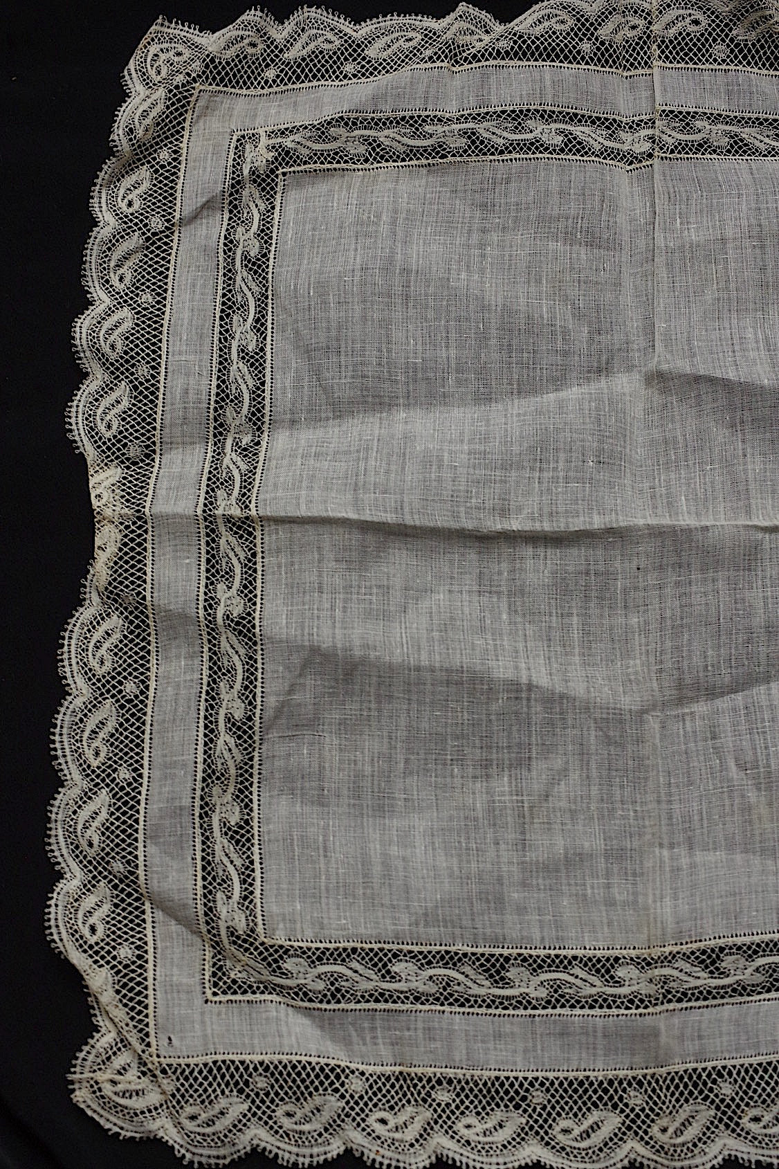 アンティークレース dentelle antique ハンカチ+94cm、90cm .FR a l'epoque