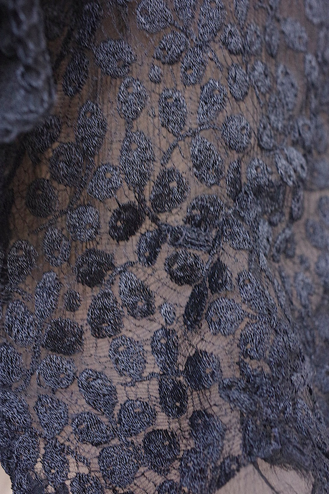 アンティーク古着 vêtement antique アンティークレースシフォンブラウス 黒 .FR a l'epoque