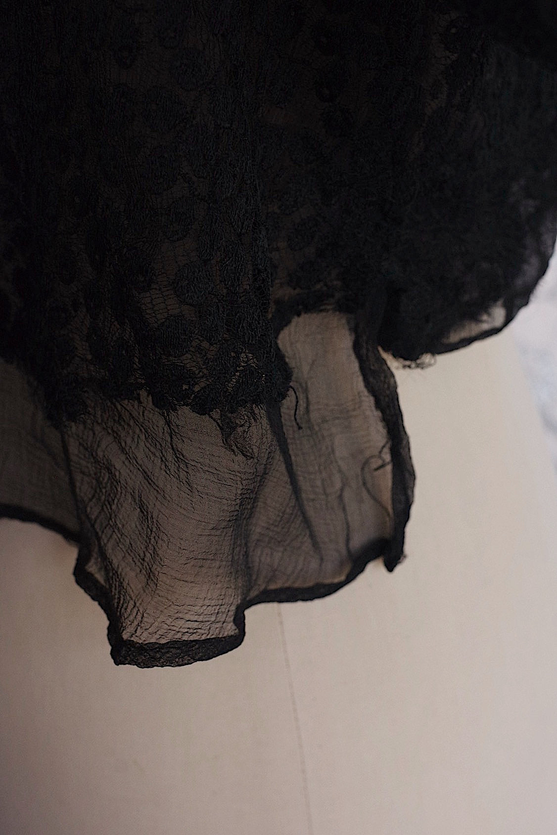 アンティーク古着 vêtement antique アンティークレースシフォンブラウス 黒 .FR a l'epoque