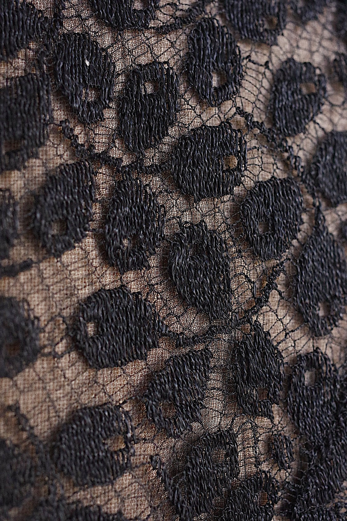 アンティーク古着 vêtement antique アンティークレースシフォンブラウス 黒 .FR a l'epoque