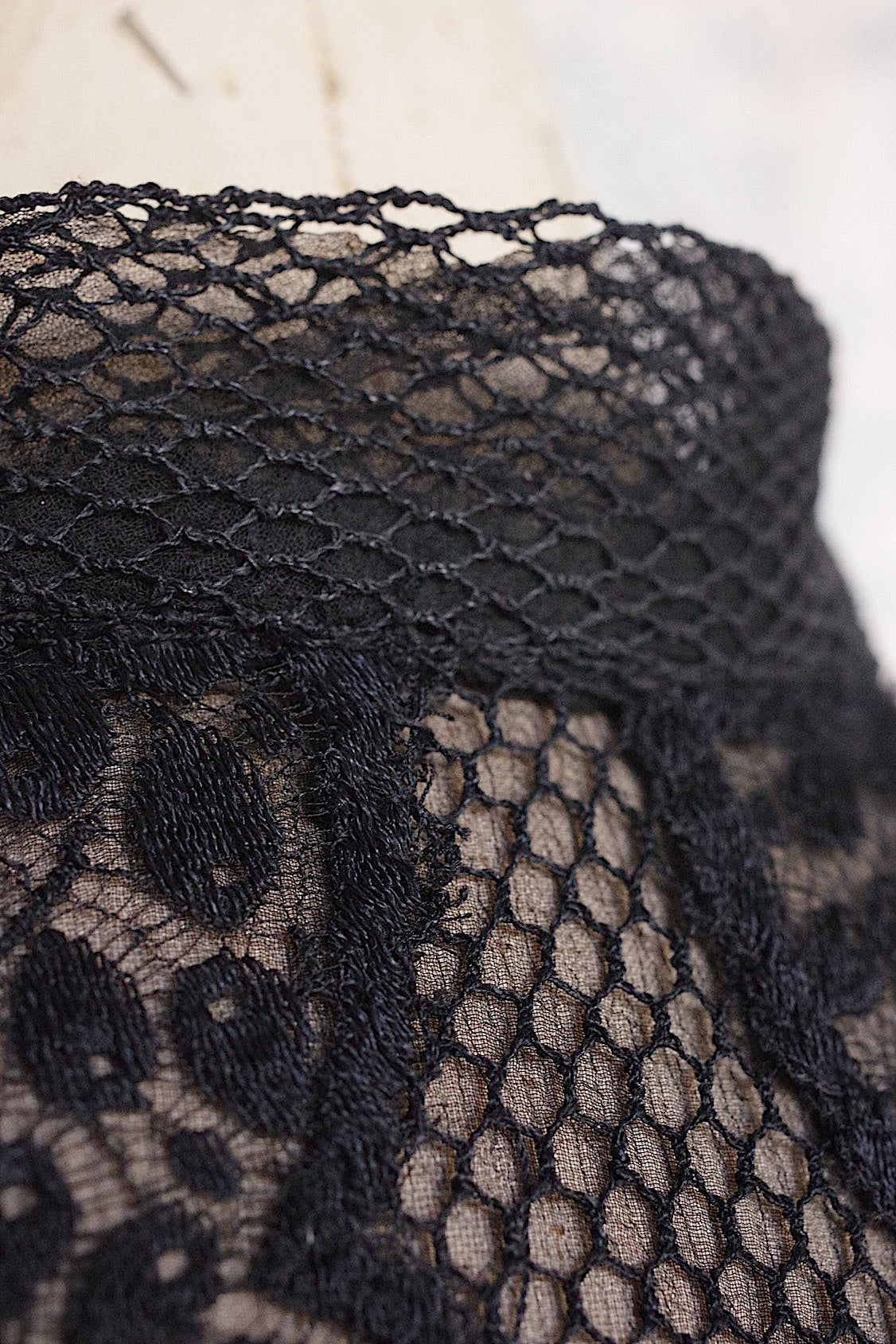 アンティーク古着 vêtement antique アンティークレースシフォンブラウス 黒 .FR a l'epoque