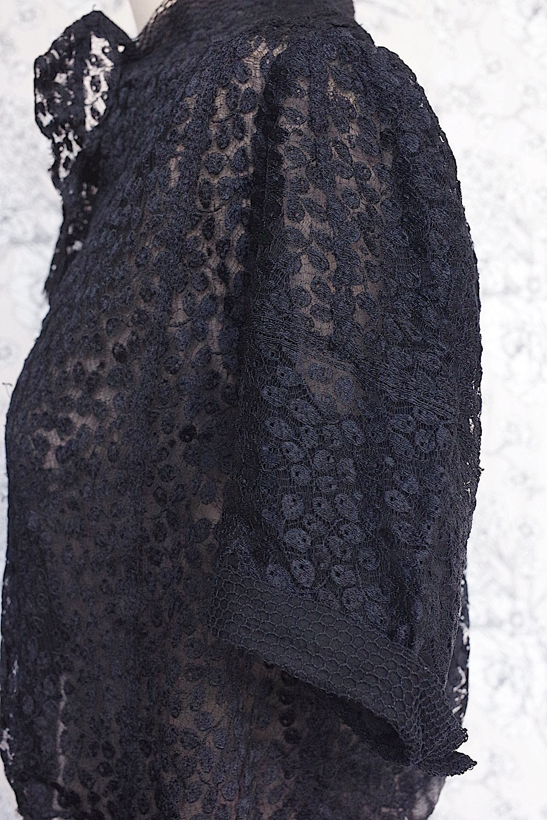 アンティーク古着 vêtement antique アンティークレースシフォンブラウス 黒 .FR a l'epoque