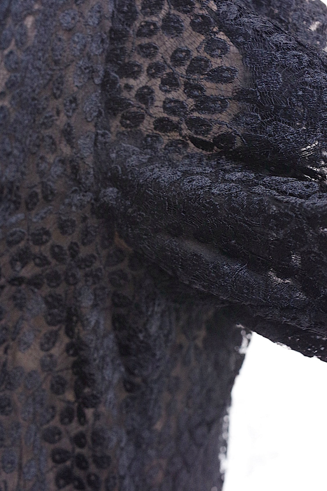 アンティーク古着 vêtement antique アンティークレースシフォンブラウス 黒 .FR a l'epoque