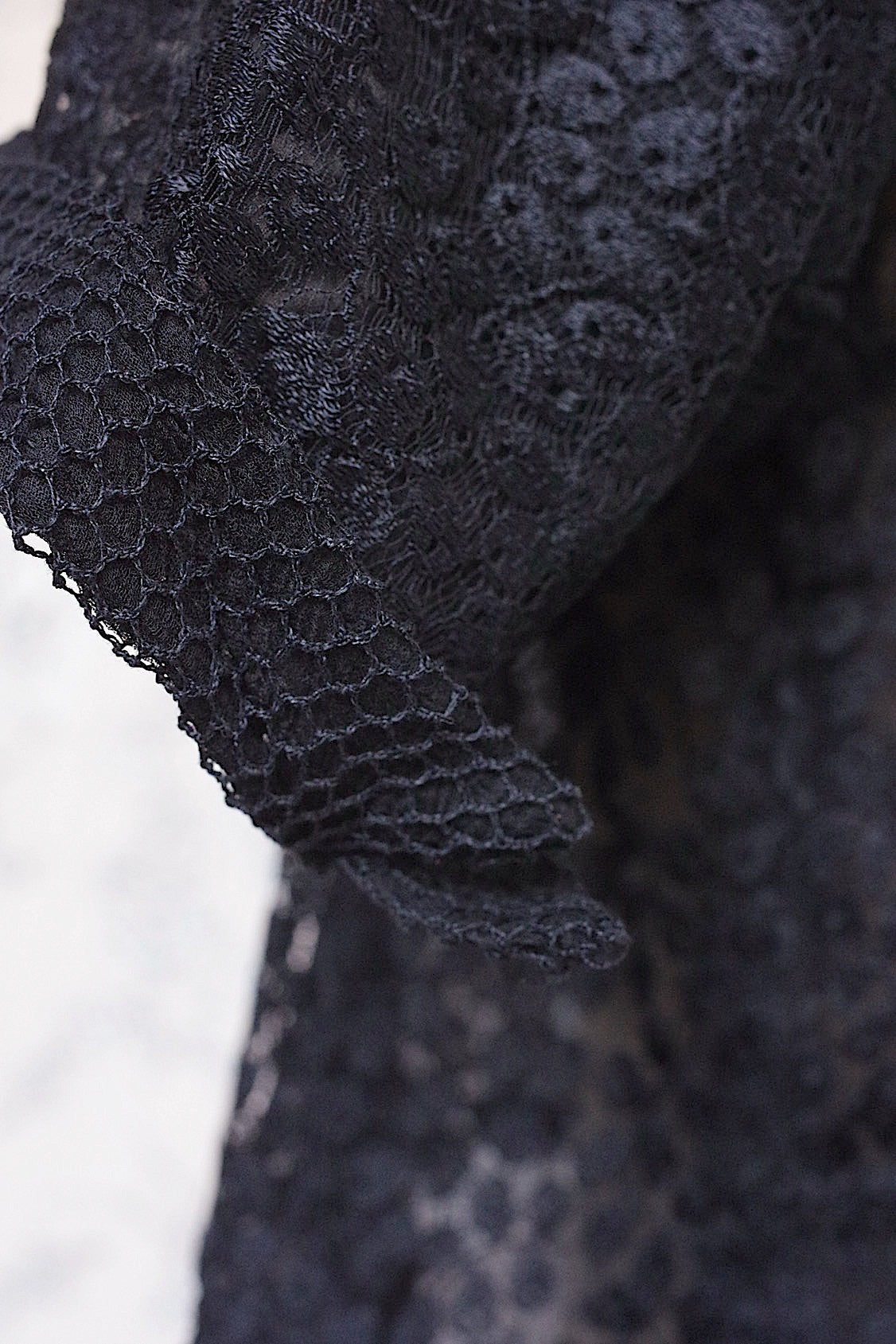 アンティーク古着 vêtement antique アンティークレースシフォンブラウス 黒 .FR a l'epoque