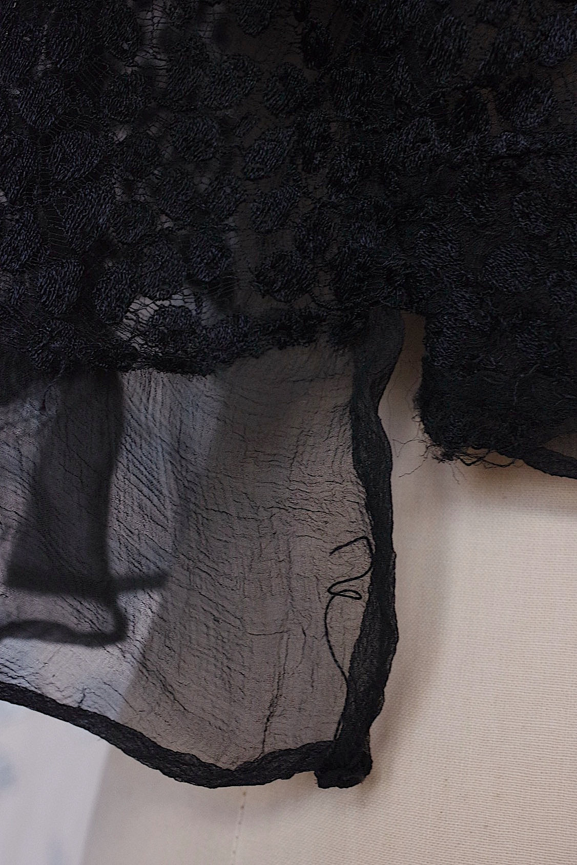 アンティーク古着 vêtement antique アンティークレースシフォンブラウス 黒 .FR a l'epoque