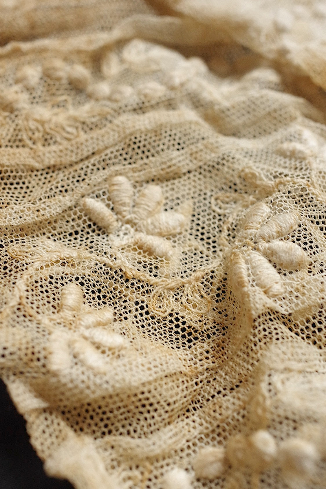 アンティークレース  dentelle antique  レース袖 2組 .FR a l'epoque