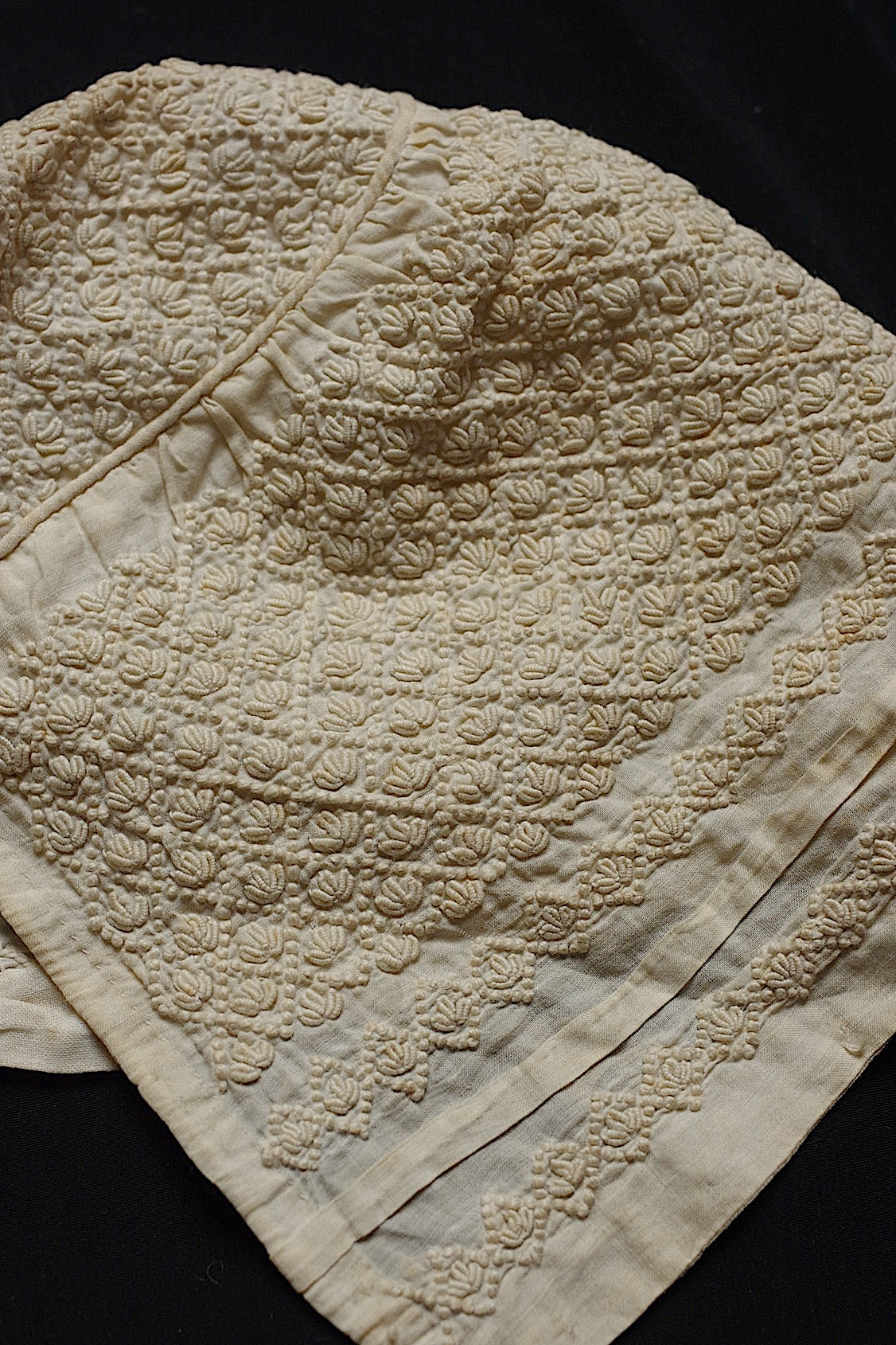 アンティークレース  bonnet antique  刺繍ボネ .FR a l'epoque
