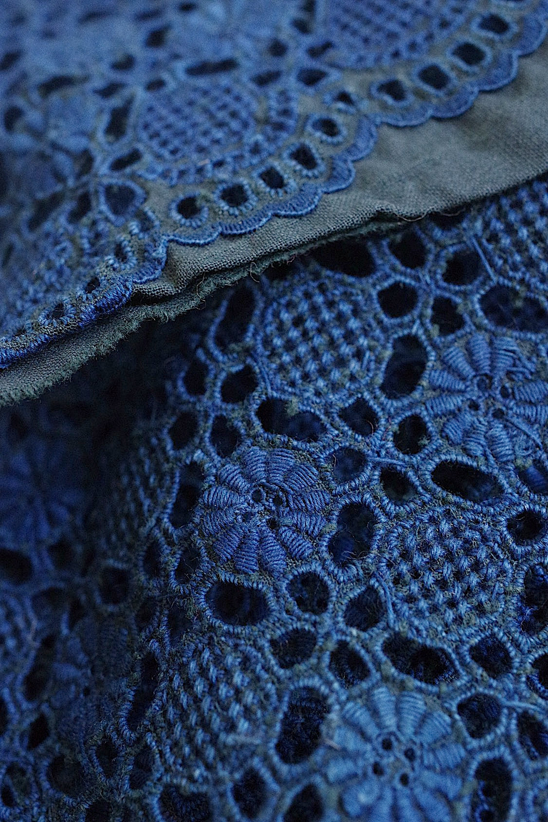 アンティークレース  dentelle antique  カットワークインディゴ .FR a l'epoque