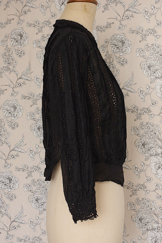 アンティークブラウス vêtement antique レースブラウスくろ .FR a l'epoque