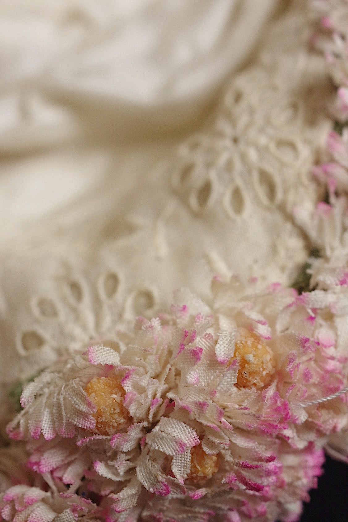 アンティークレース dentelle antique  お花付き帽子 .FR a l'epoque