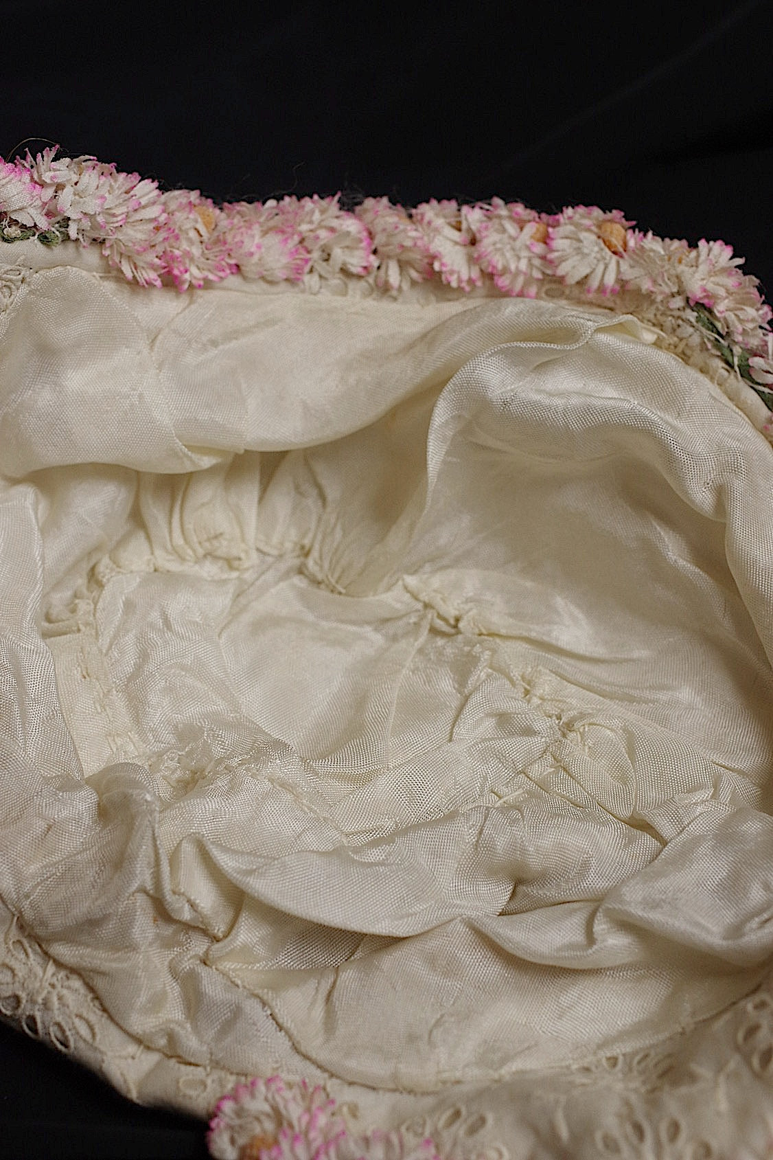 アンティークレース dentelle antique  お花付き帽子 .FR a l'epoque