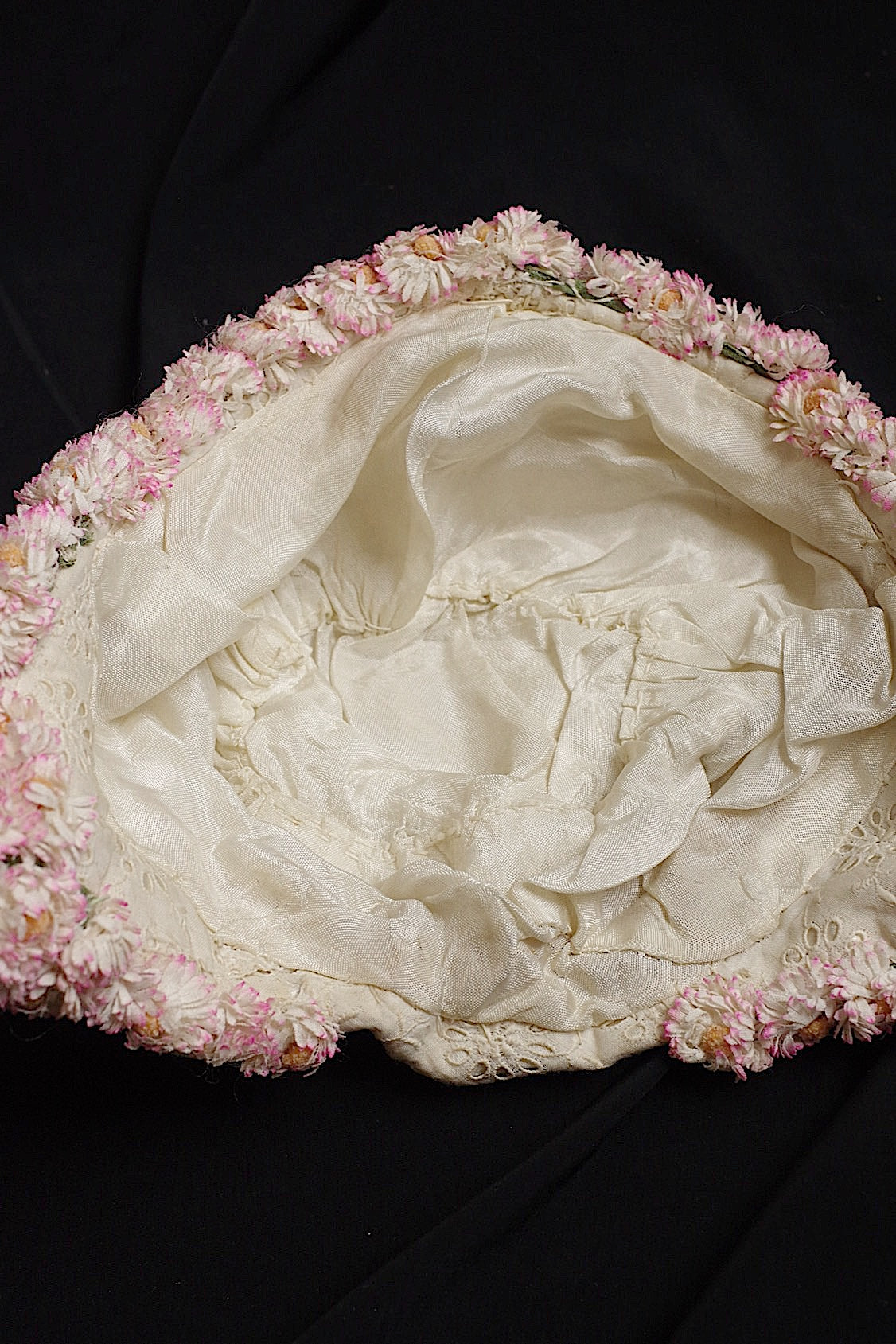 アンティークレース dentelle antique  お花付き帽子 .FR a l'epoque