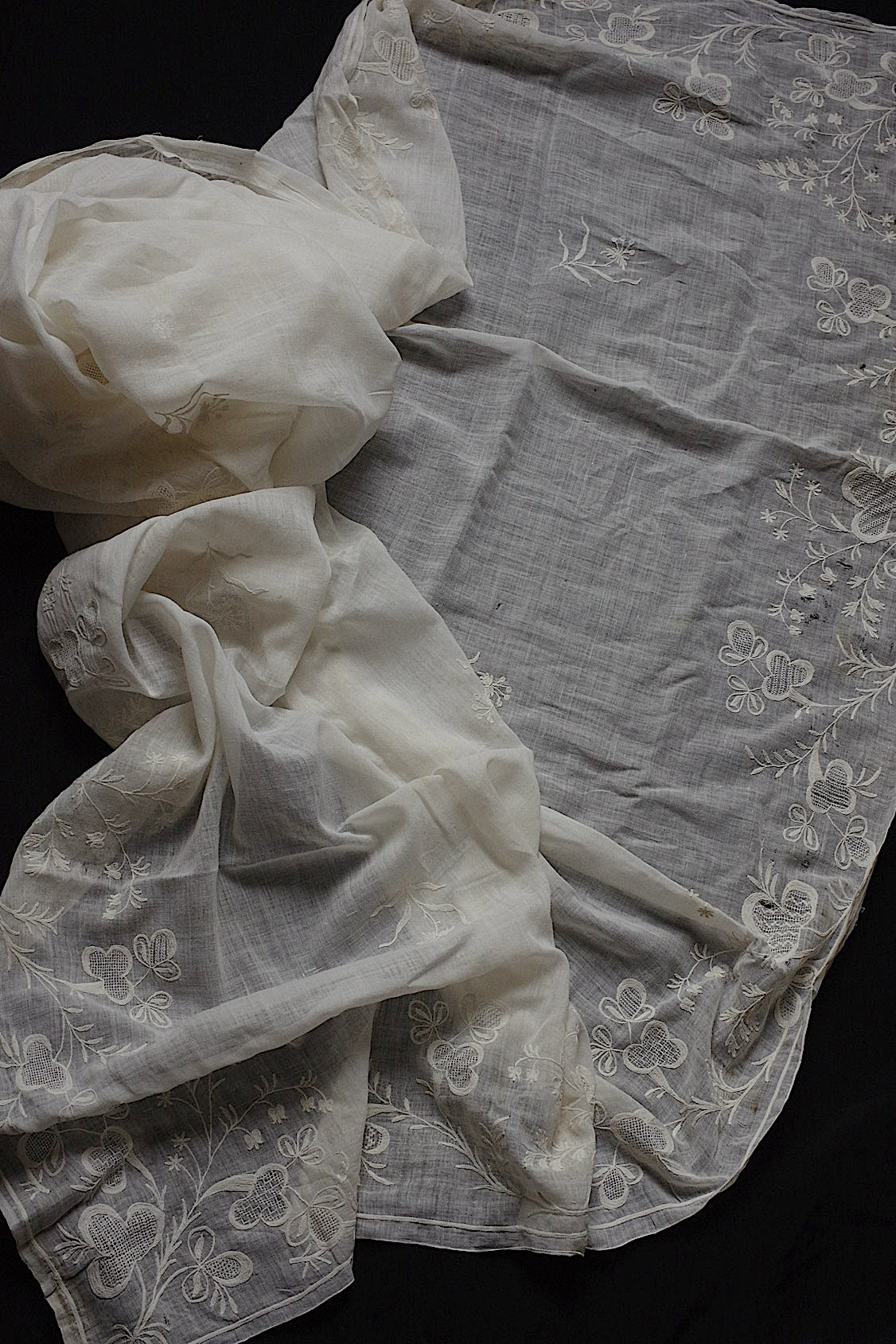 アンティークレース dentelle antique fichu 刺繍生地 lots 2 .FR a l'epoque