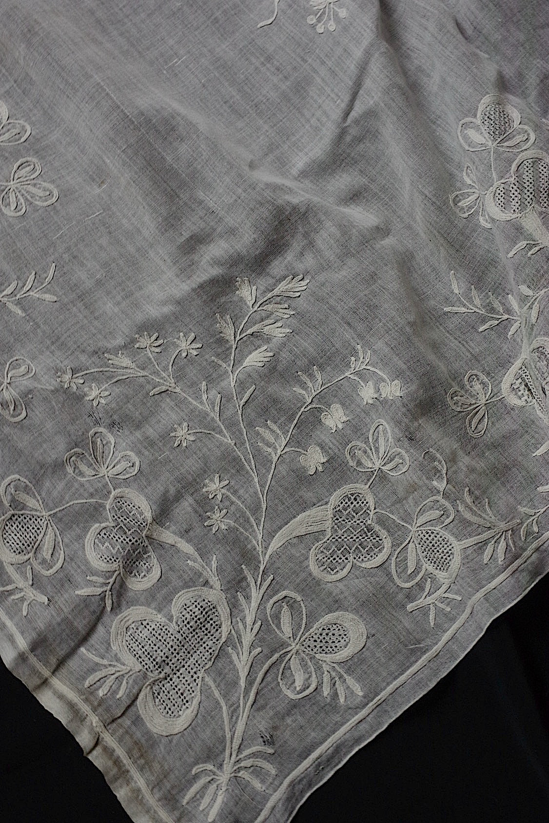 アンティークレース dentelle antique fichu 刺繍生地 lots 2 .FR a l'epoque