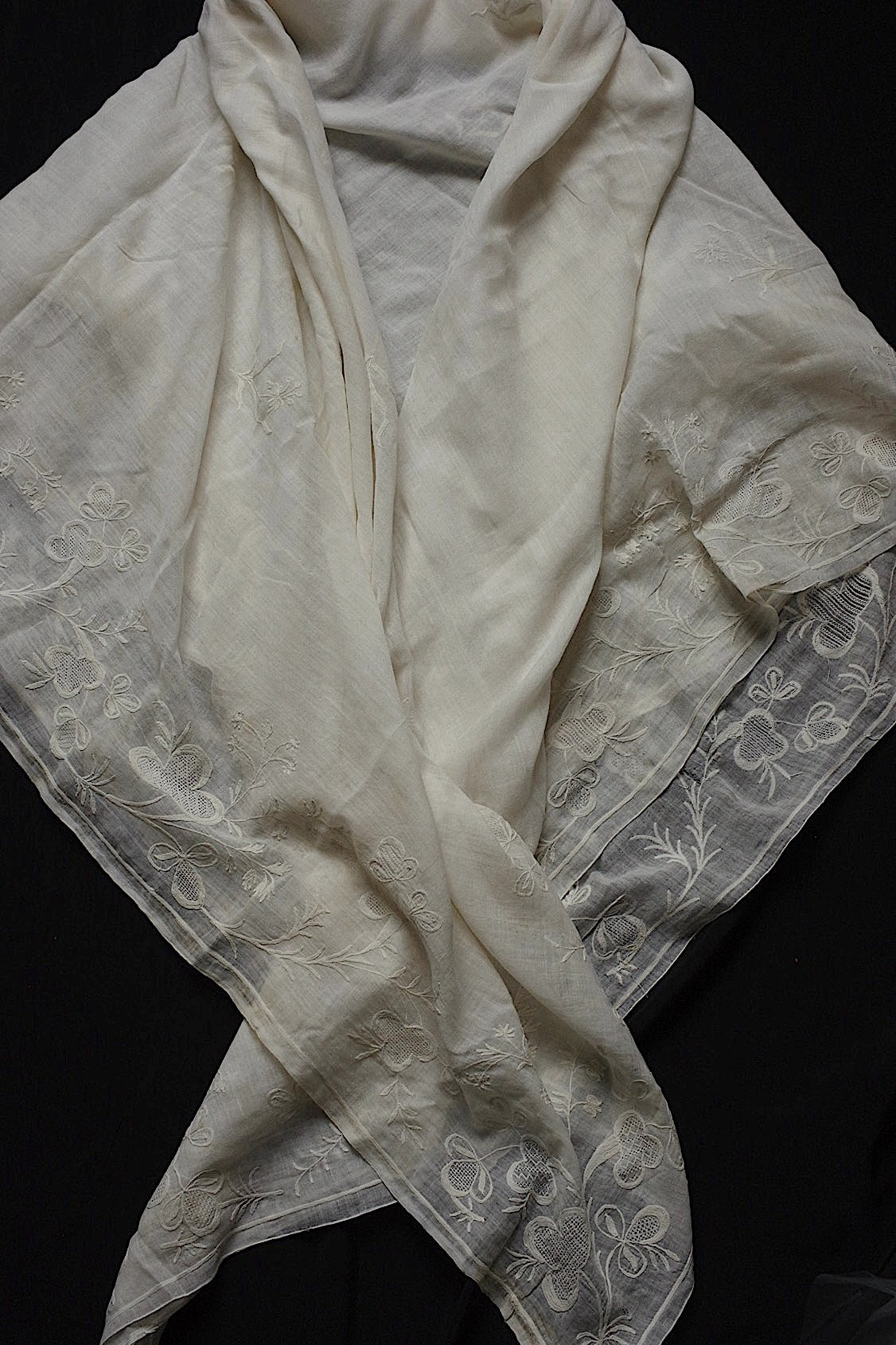 アンティークレース dentelle antique fichu 刺繍生地 lots 2 .FR a l'epoque