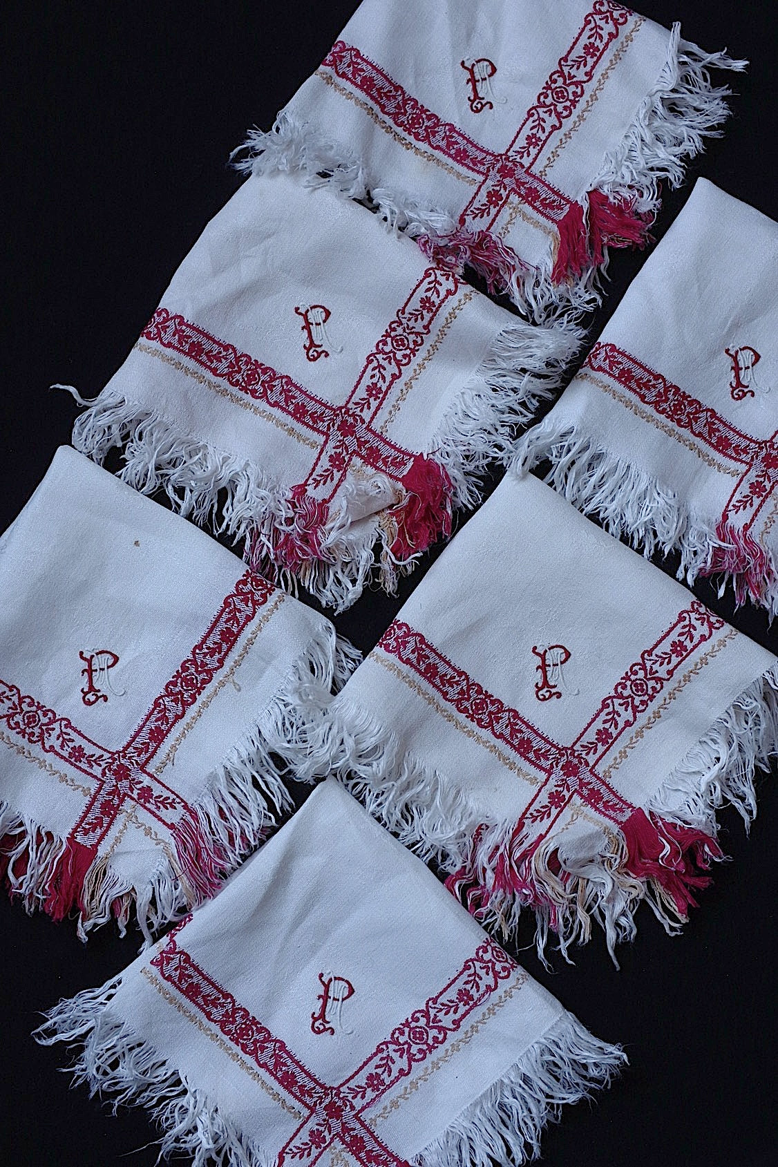 アンティークナプキン nappe antique 6枚 .FR a l'epoque