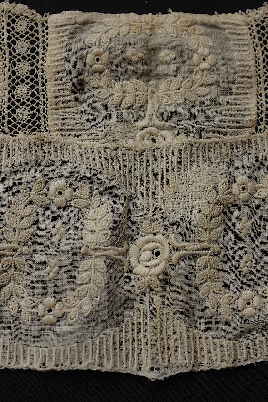 アンティークレース dentelle antique 刺繍生地はぎれ 素材用 .FR a l'epoque