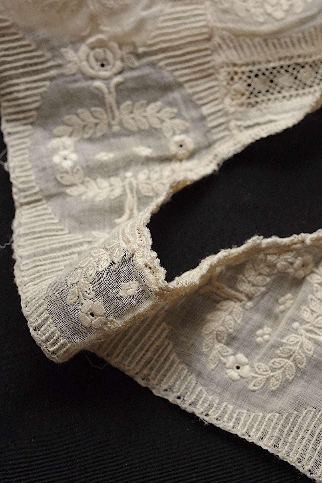 アンティークレース dentelle antique 刺繍生地はぎれ 素材用 .FR a l'epoque