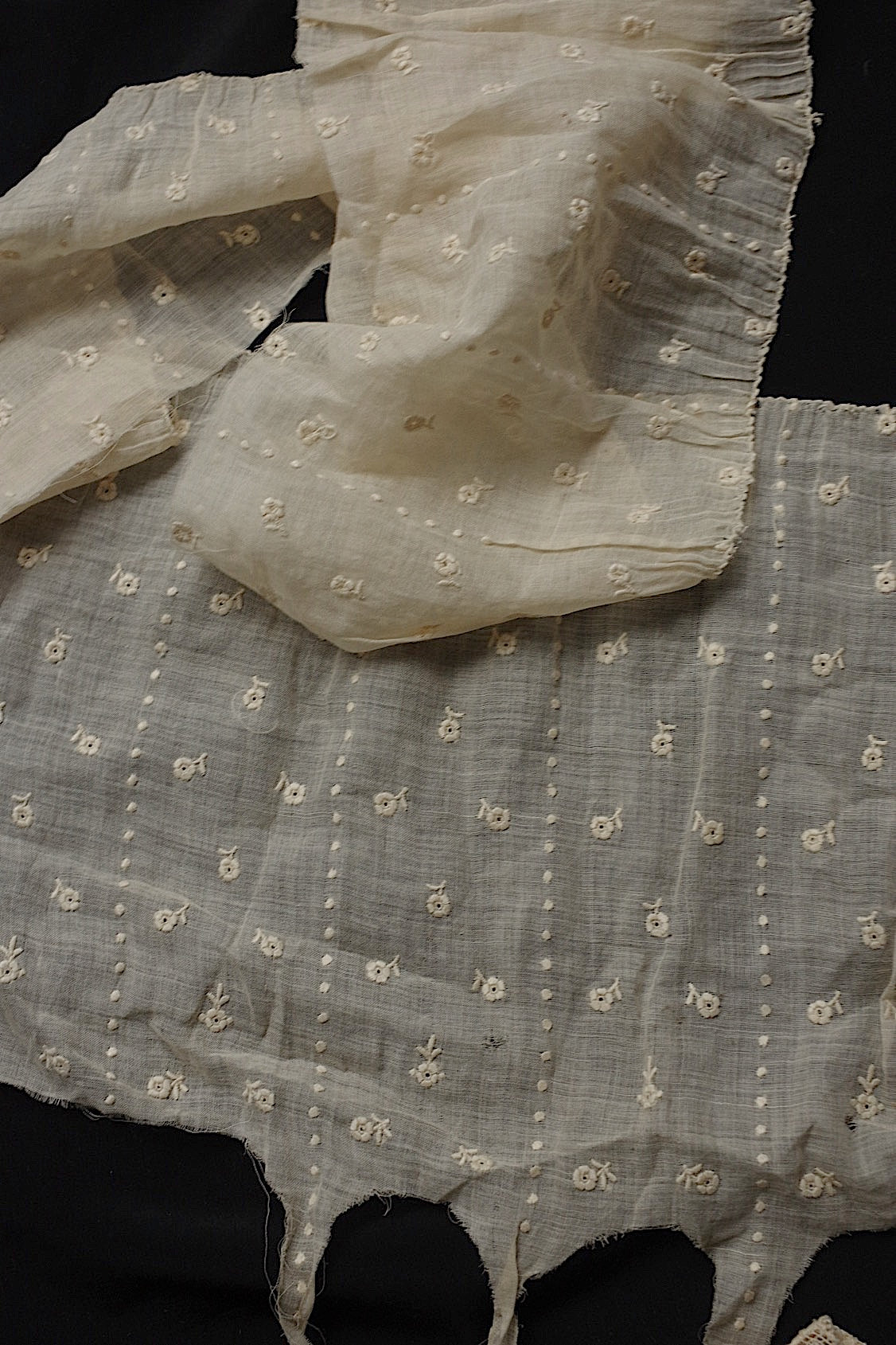 アンティークレース dentelle antique 刺繍生地はぎれ 素材用 .FR a l'epoque