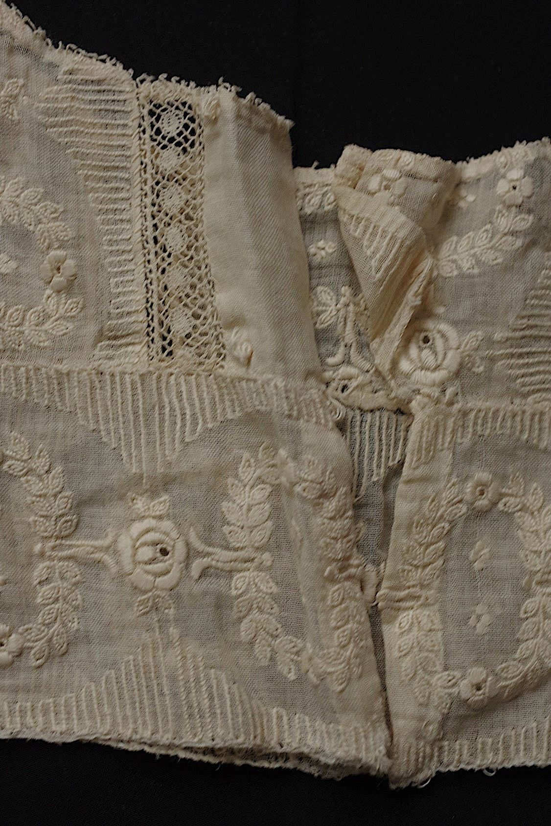 アンティークレース dentelle antique 刺繍生地はぎれ 素材用 .FR a l'epoque