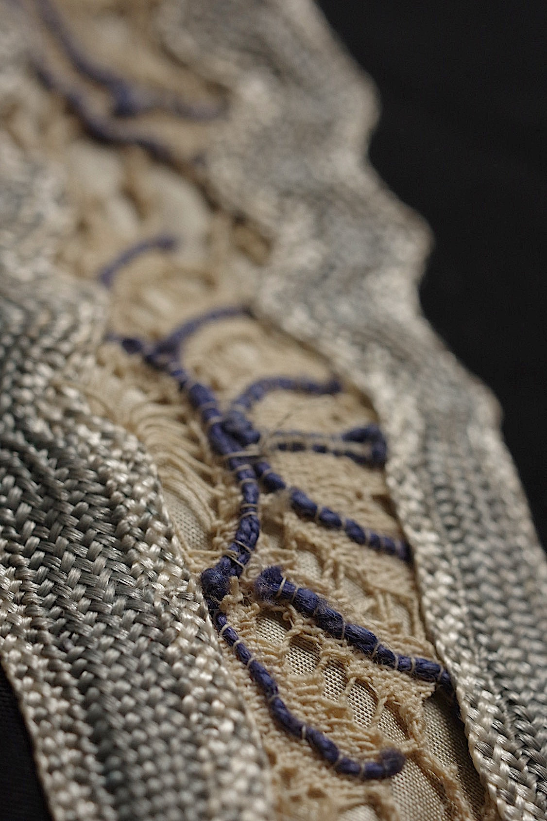 アンティークリボン ruban antique 375cm 30cm .FR a l'epoque