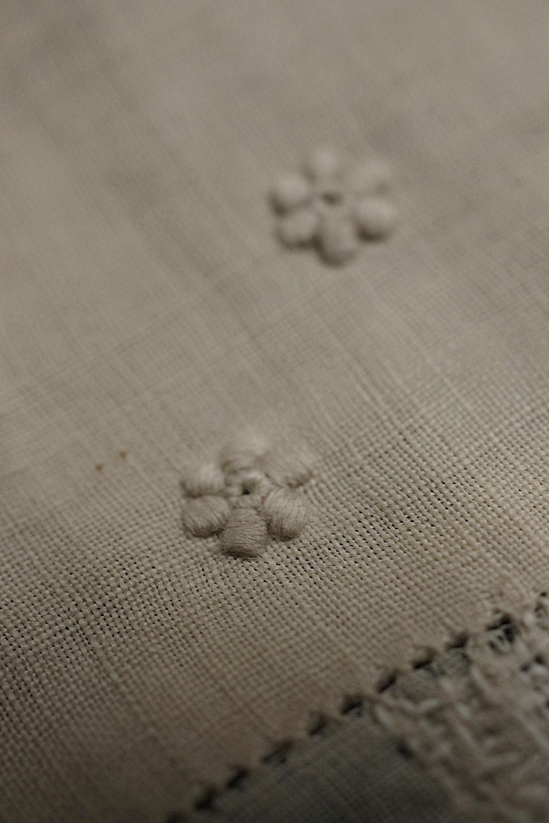 アンティークレース dentelle antique  刺繍ハンカチ .FR a l'epoque