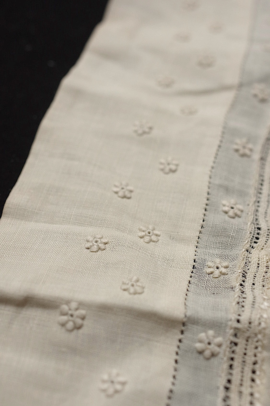 アンティークレース dentelle antique  刺繍ハンカチ .FR a l'epoque