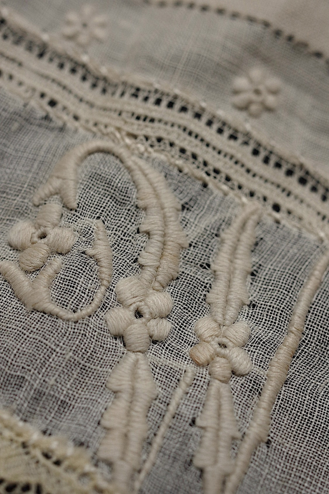アンティークレース dentelle antique  刺繍ハンカチ .FR a l'epoque