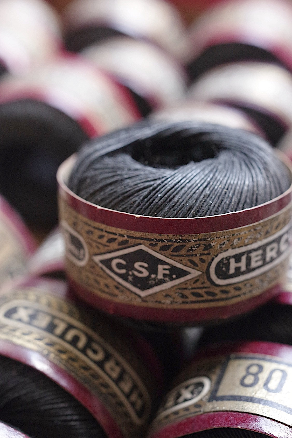 アンティークボビン antique bobbin リネン黒 .FR a l'epoque